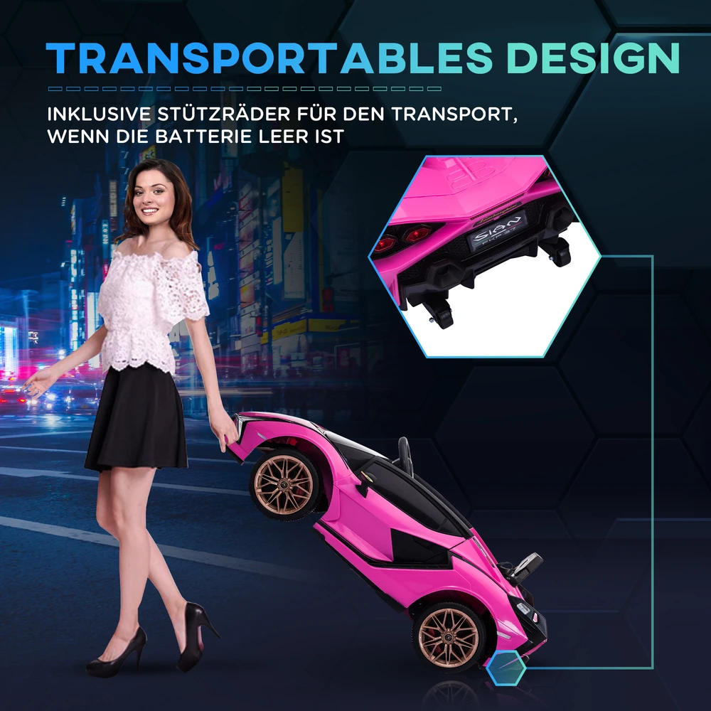 Aosom Vaikiškas elektrinis automobilis Lamborghini, rožinė, 108 x 62 x 40 cm