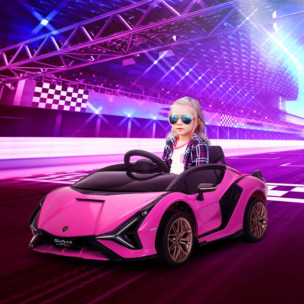 Aosom Vaikiškas elektrinis automobilis Lamborghini, rožinė, 108 x 62 x 40 cm