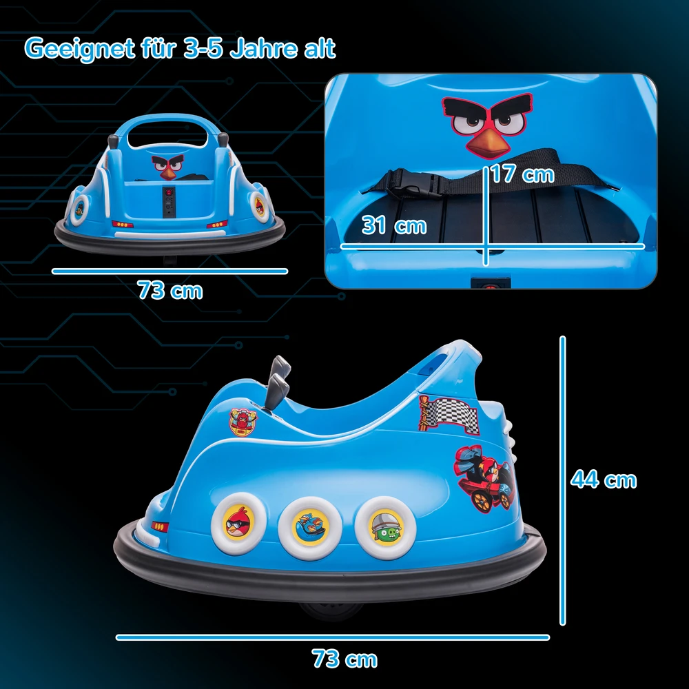 Aosom Vaikiškas elektrinis automobilis Angry Bird, mėlynas, 73 x 73 x 44 cm