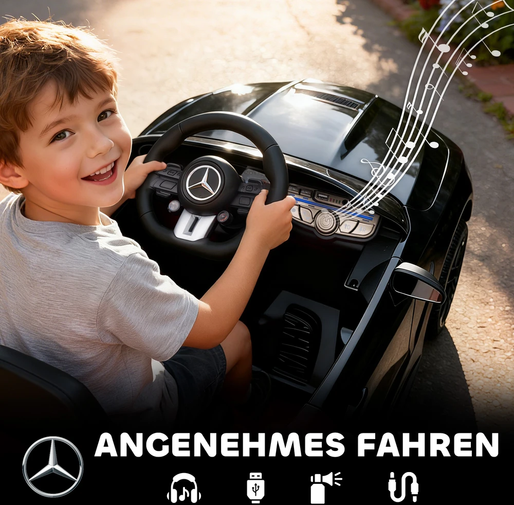 Aosom Vaikiškas elektrinis automobilis Mercedes-AMG dizaino, juodas, 99 x 55 x 43 cm