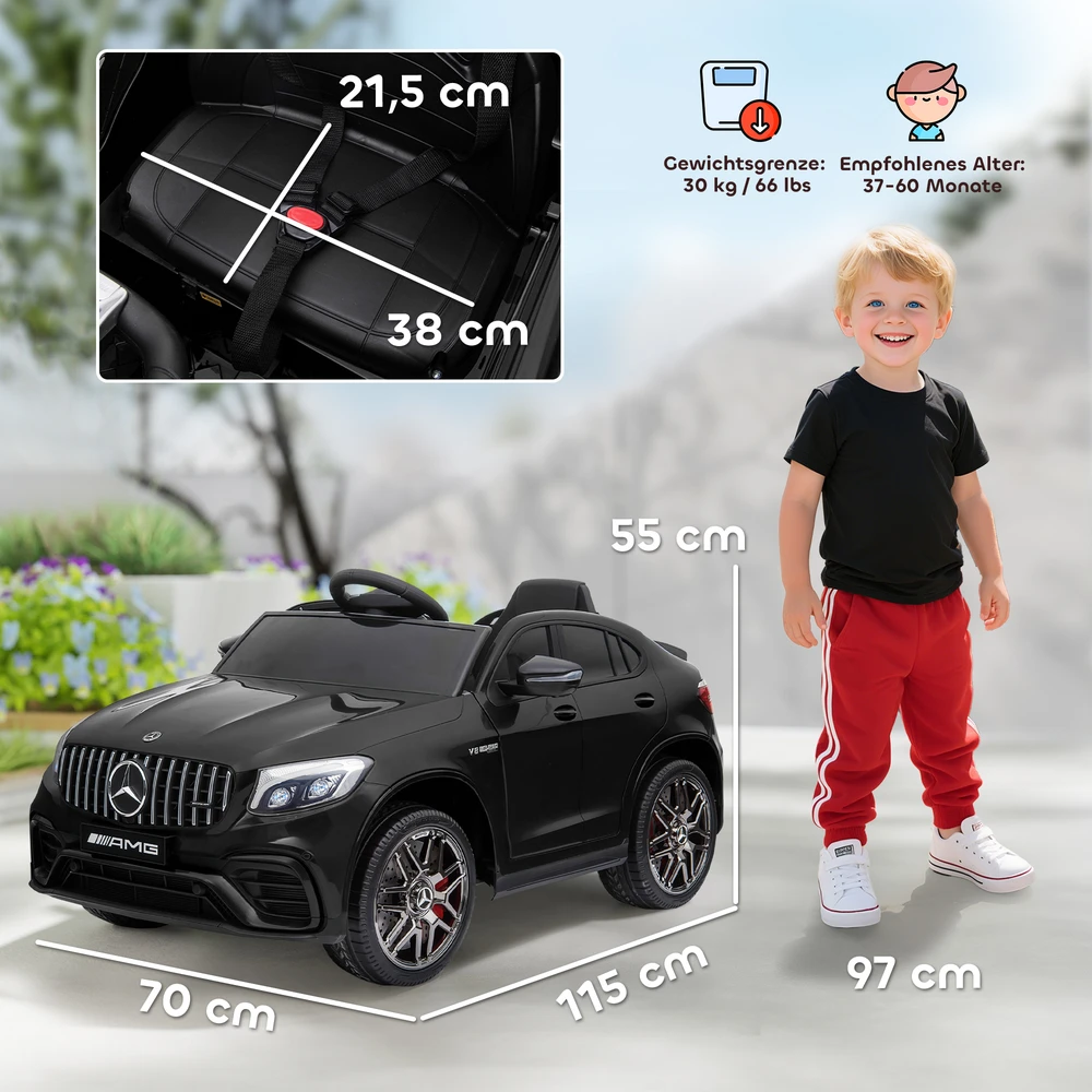 Aosom Vaikiškas elektrinis automobilis Mercedes-Benz AMG GLC63S COUPE, 12 V, juodas, 115 x 70 x 55 cm