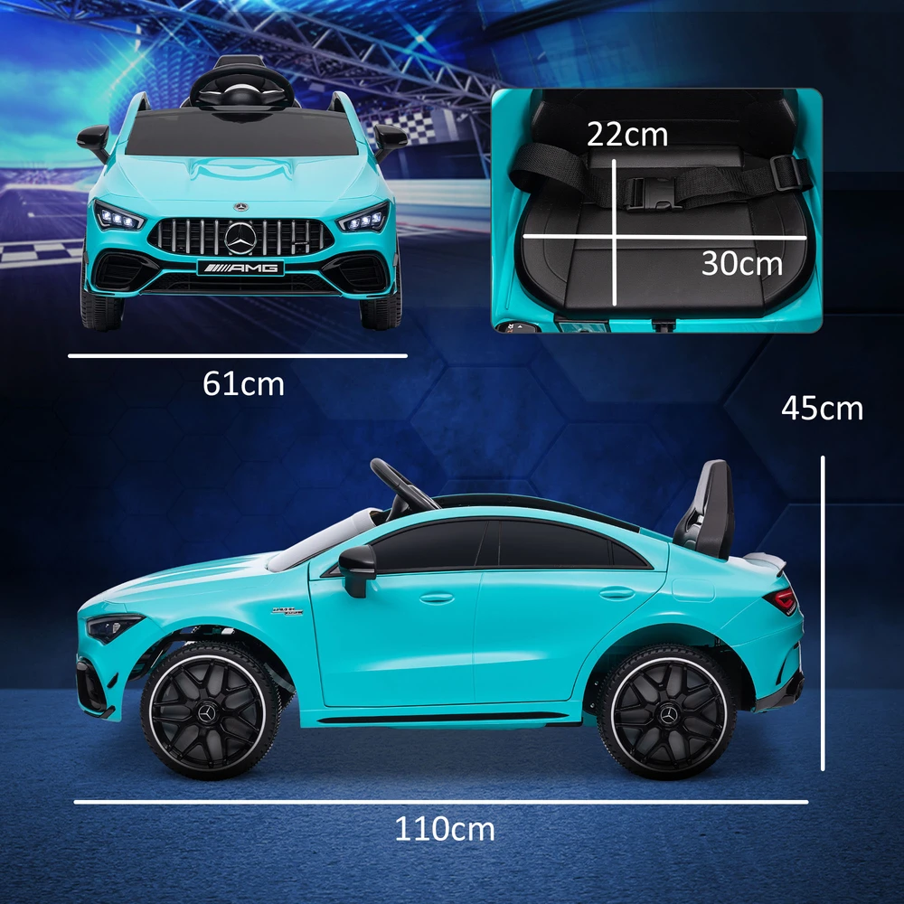 Aosom Vaikiškas elektrinis automobilis Mercedes-benz AMG CLA 45, šviesiai mėlynas, 110 x 61 x 45 cm