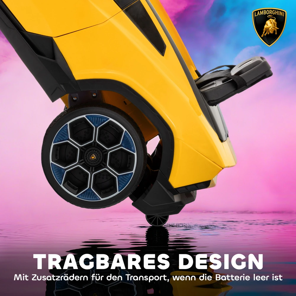 Aosom Vaikiškas elektrinis automobilis Lamborghini, 12 V, geltonas, 101,5 x 49 x 43 cm
