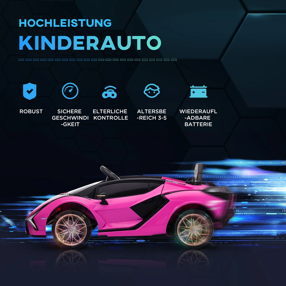Aosom Vaikiškas elektrinis automobilis Lamborghini, rožinė, 108 x 62 x 40 cm