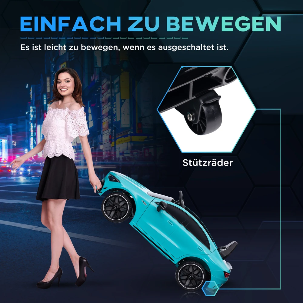Aosom Vaikiškas elektrinis automobilis Mercedes-benz AMG CLA 45, šviesiai mėlynas, 110 x 61 x 45 cm