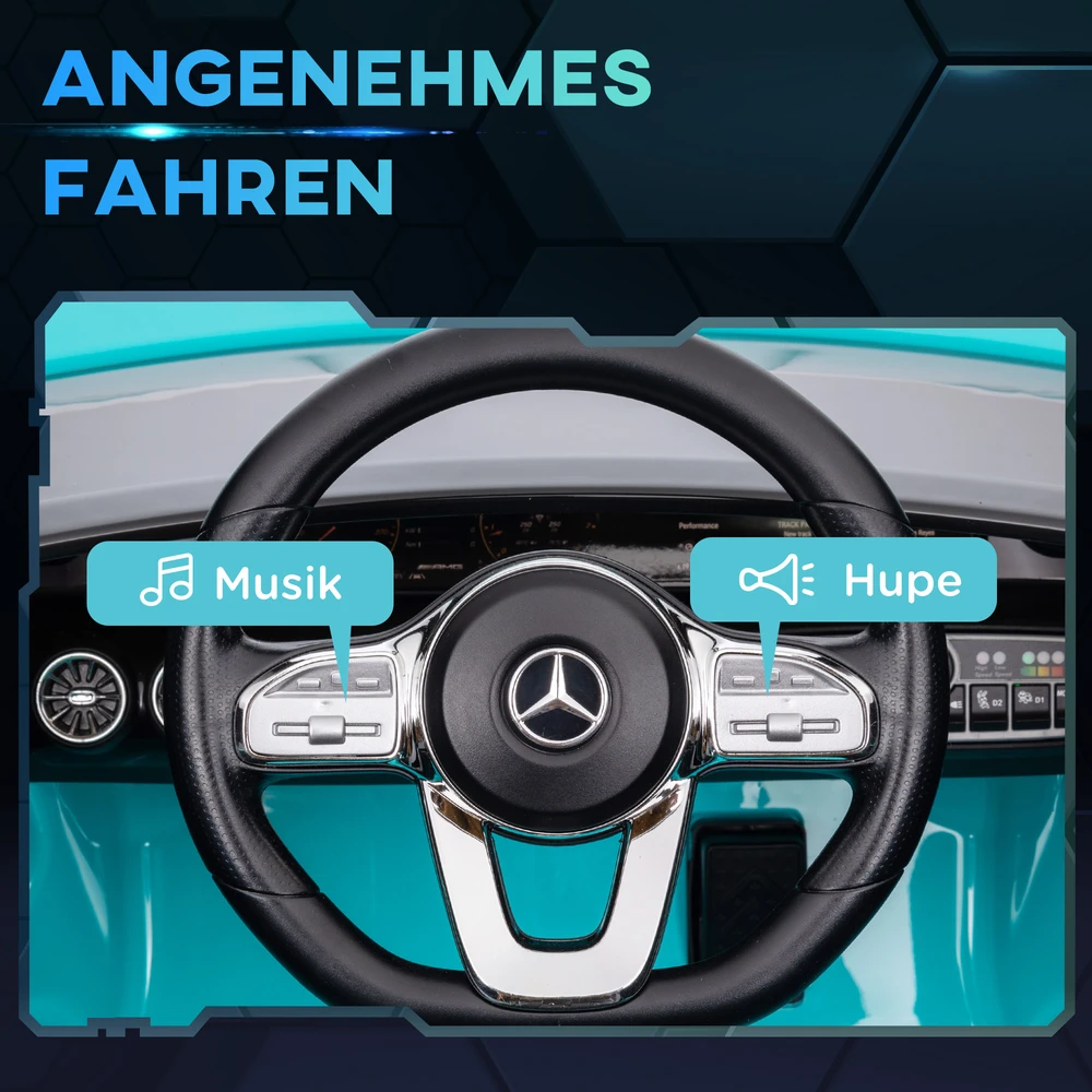 Aosom Vaikiškas elektrinis automobilis Mercedes-benz AMG CLA 45, šviesiai mėlynas, 110 x 61 x 45 cm