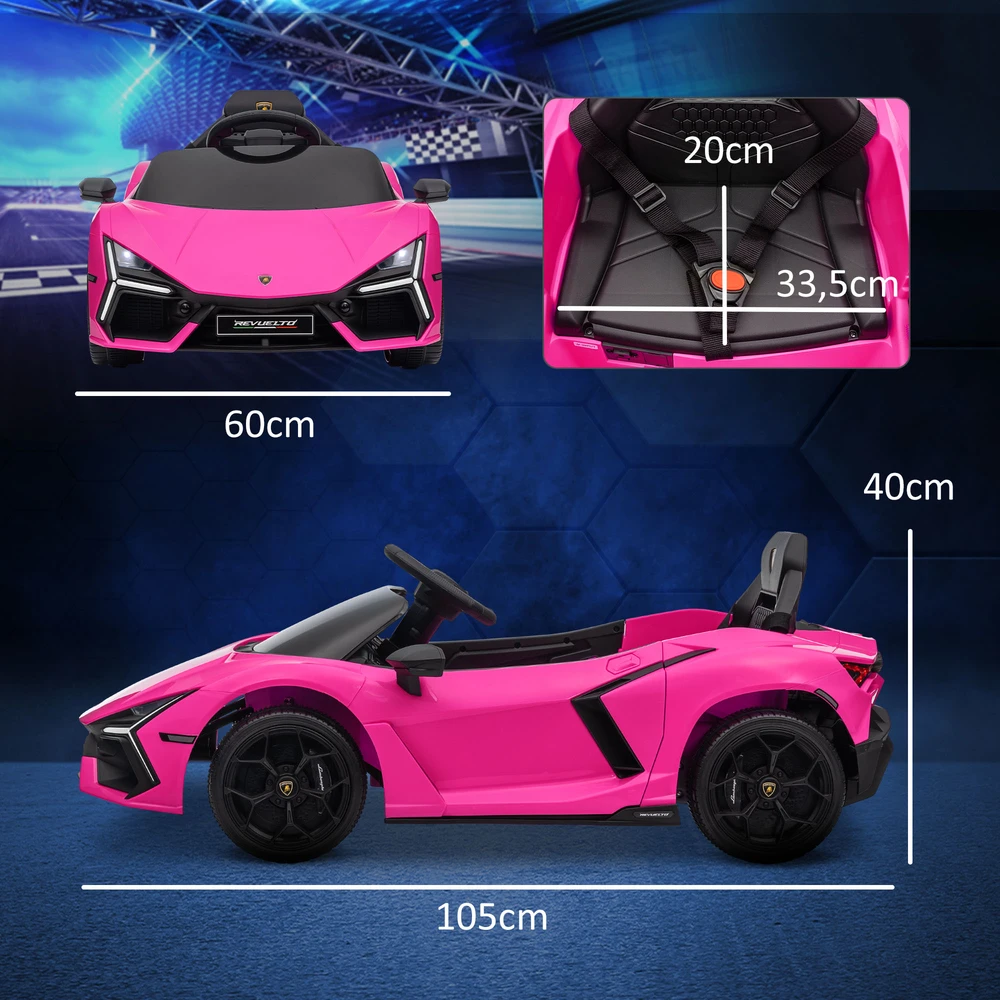 Koduva Vaikiškas elektrinis automobilis Lamborghini Revuelto, rožinė, 105 x 60 x 40 cm