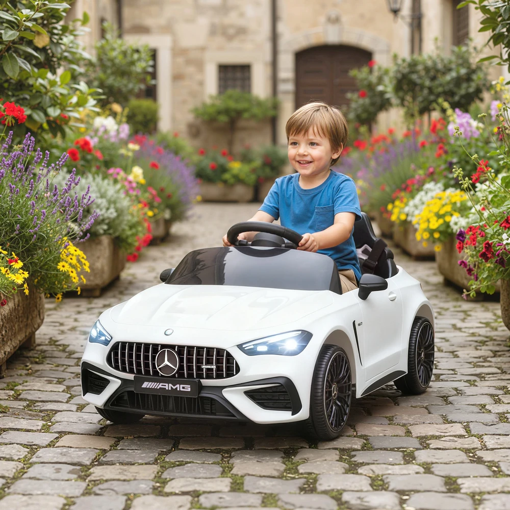 Koduva Vaikiškas elektrinis automobilis Mercedes-AMG dizaino, baltas, 99 x 55 x 43 cm