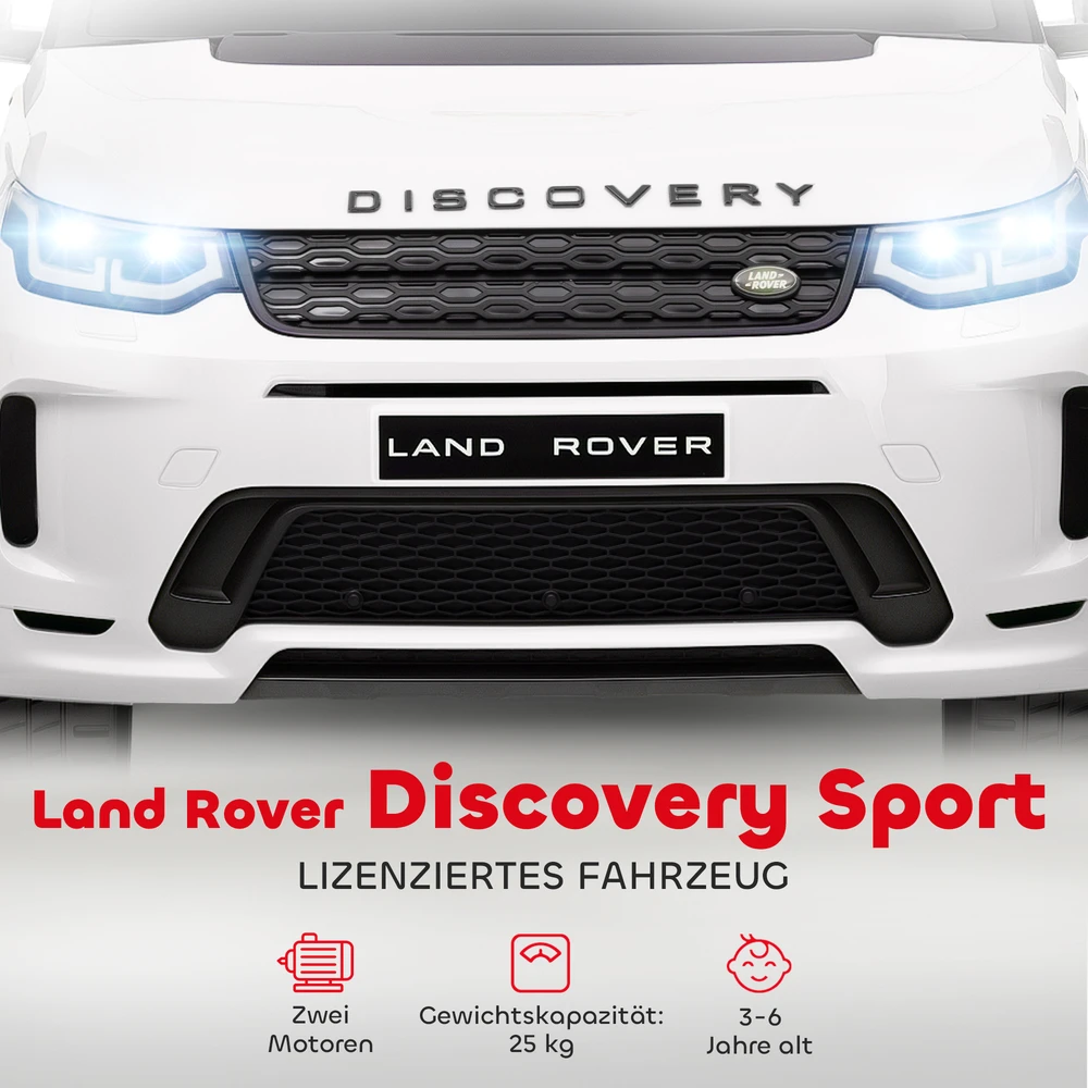 Aosom Vaikiškas elektrinis automobilis Land Rover Discovery Sport, 12V, baltas, 3–6 metų
