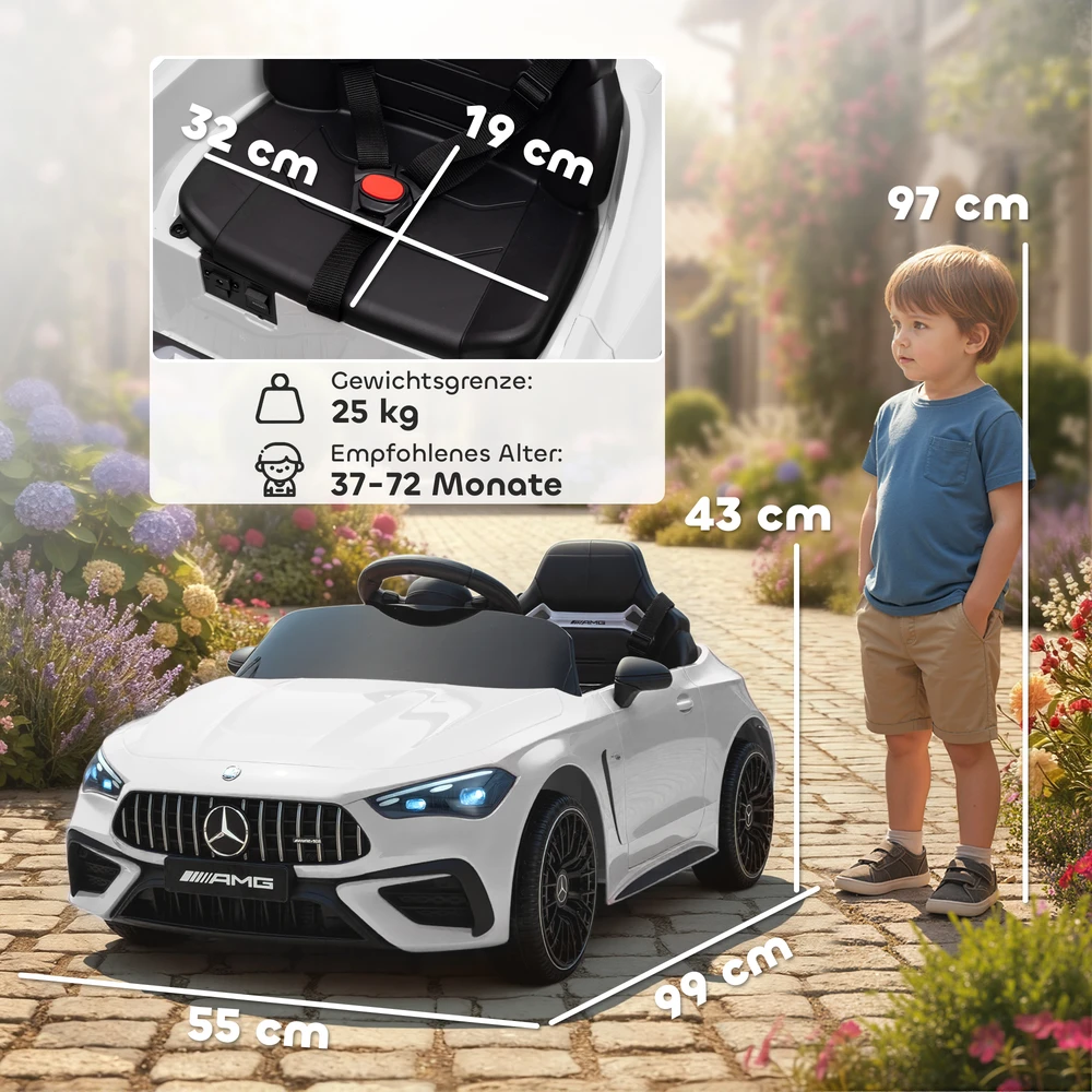 Koduva Vaikiškas elektrinis automobilis Mercedes-AMG dizaino, baltas, 99 x 55 x 43 cm