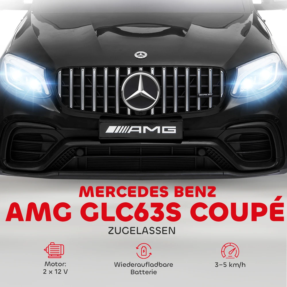 Aosom Vaikiškas elektrinis automobilis Mercedes-Benz AMG GLC63S COUPE, 12 V, juodas, 115 x 70 x 55 cm