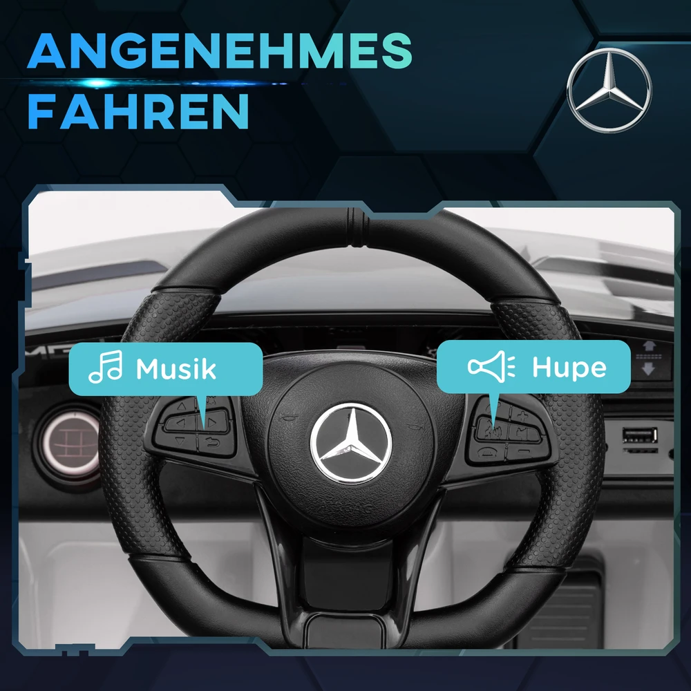 Aosom Vaikiškas elektrinis automobilis Mercedes-Benz AMG GTR, baltas, 12 V, 3-5 km/h