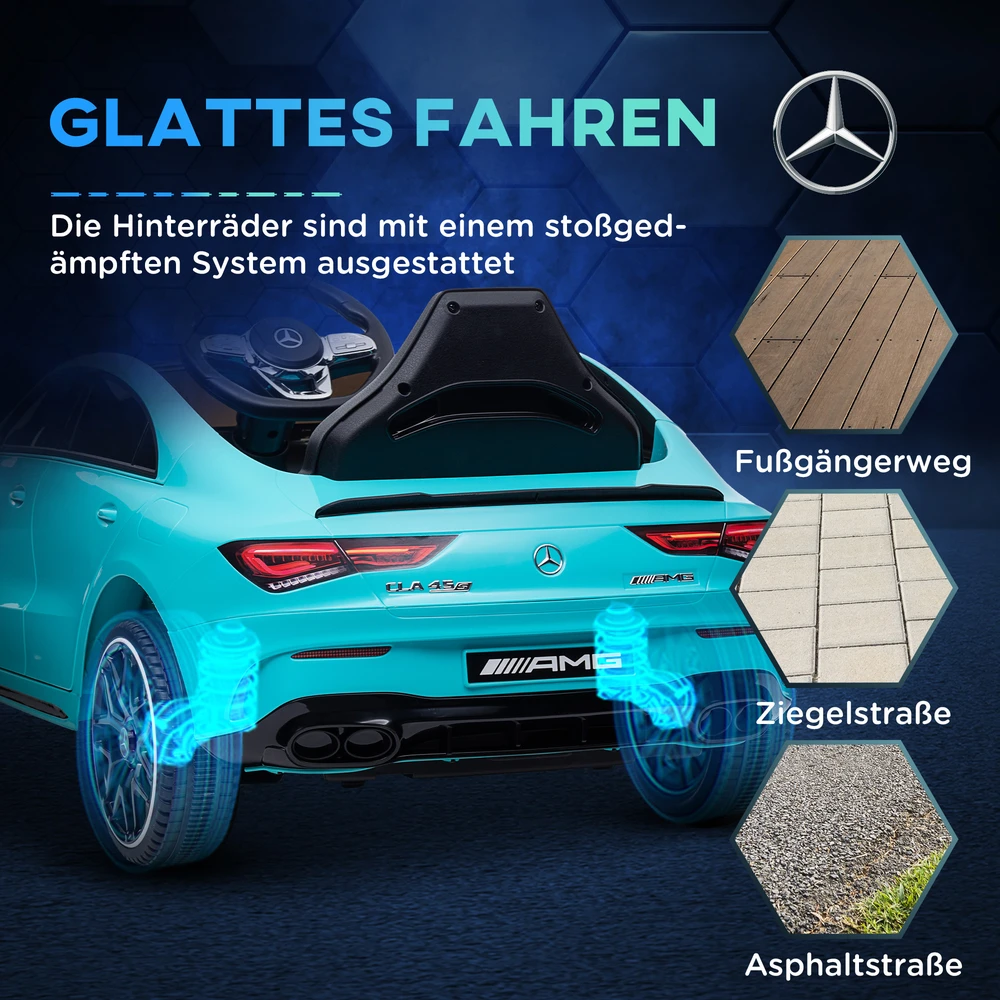 Aosom Vaikiškas elektrinis automobilis Mercedes-benz AMG CLA 45, šviesiai mėlynas, 110 x 61 x 45 cm