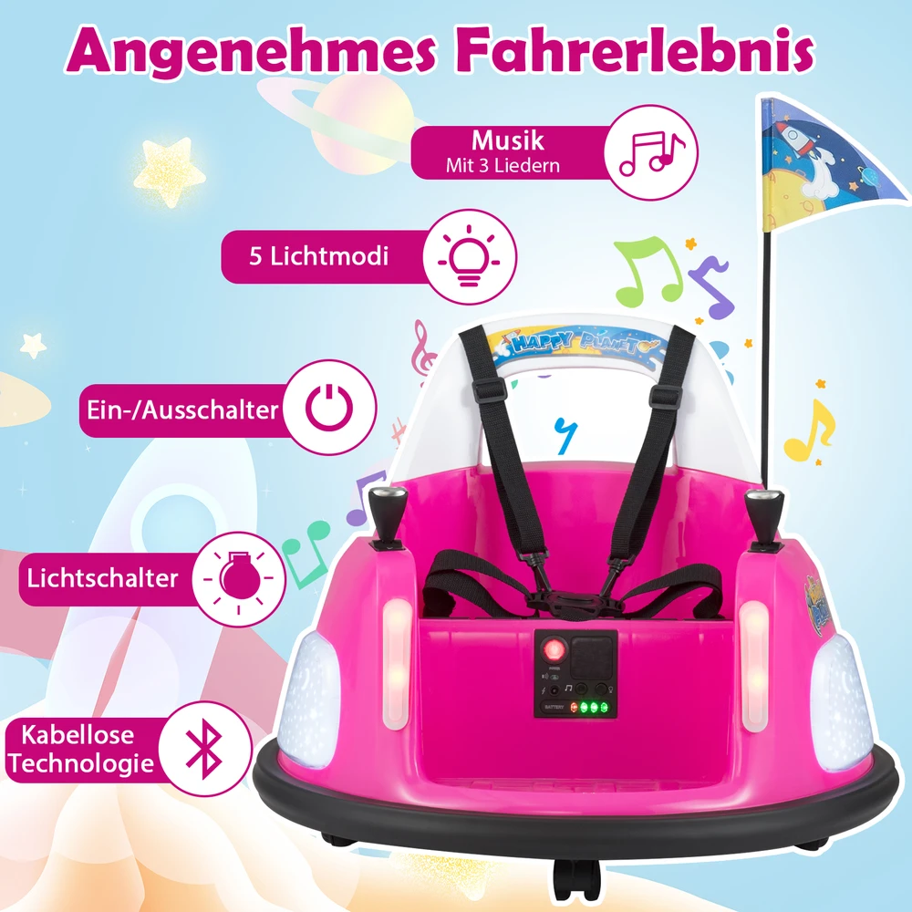 Promotion Vaikiškas elektrinis bumper automobilis, rožinis, 12V