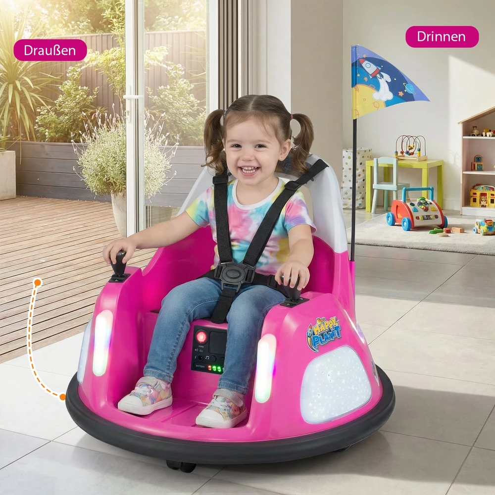 Promotion Vaikiškas elektrinis bumper automobilis, rožinis, 12V