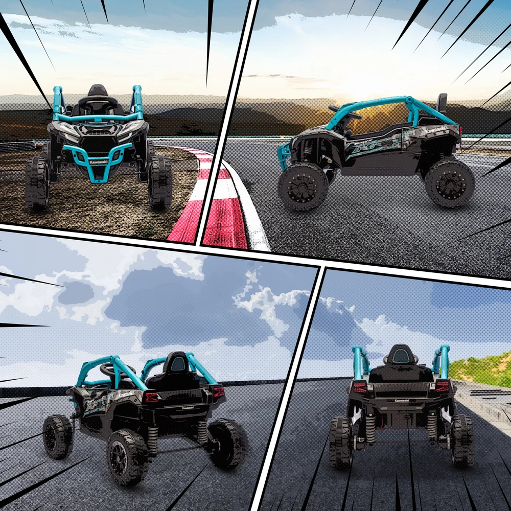 Aosom Vaikiškas elektrinis UTV KAWASAKI TERYX KRX 1000, 12V, mėlyna, 100 x 64 x 56 cm