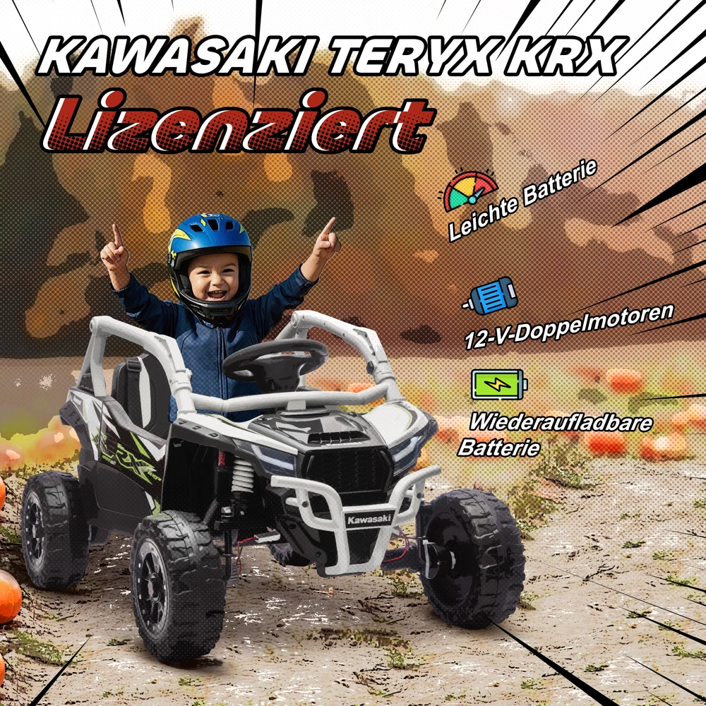 Koduva Vaikiškas elektrinis UTV KAWASAKI TERYX KRX 1000, 12 V, pilkas