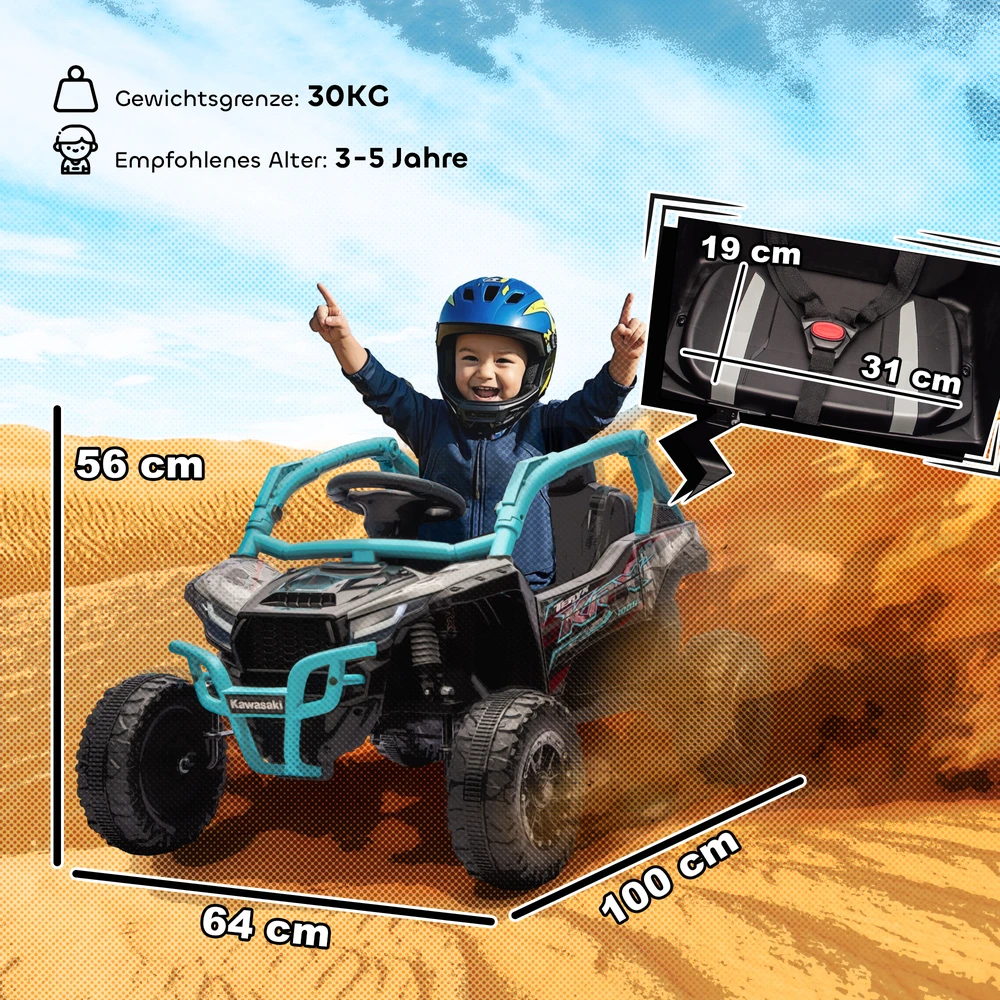 Aosom Vaikiškas elektrinis UTV KAWASAKI TERYX KRX 1000, 12V, mėlyna, 100 x 64 x 56 cm