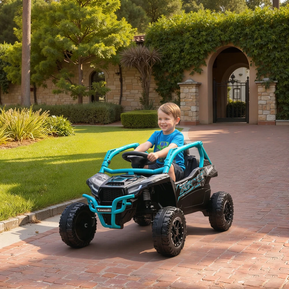 Aosom Vaikiškas elektrinis UTV KAWASAKI TERYX KRX 1000, 12V, mėlyna, 100 x 64 x 56 cm