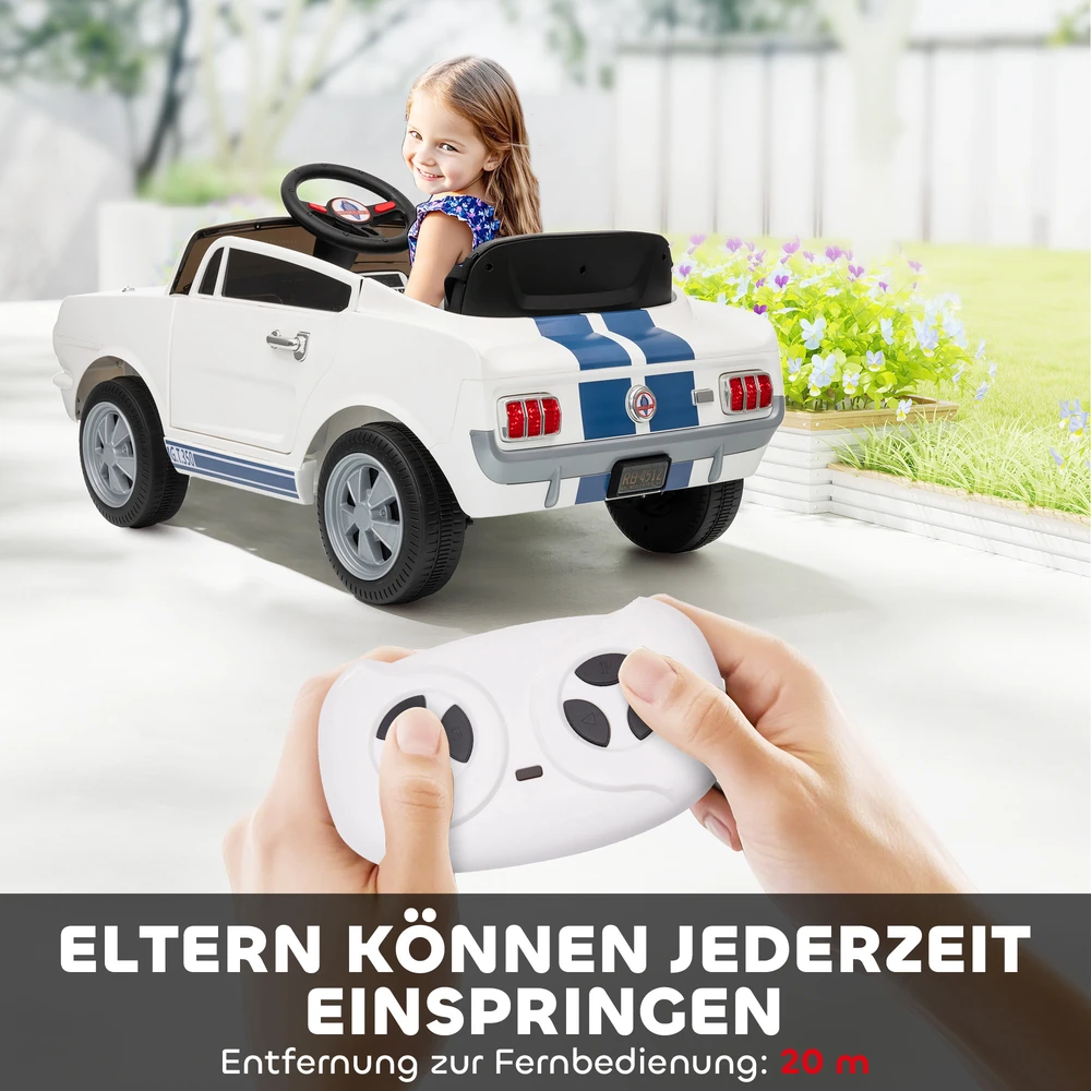 Koduva Vaikiškas elektromobilis Ford Shelby GT 350, 12V, baltas, 97 x 51,5 x 46,5 cm