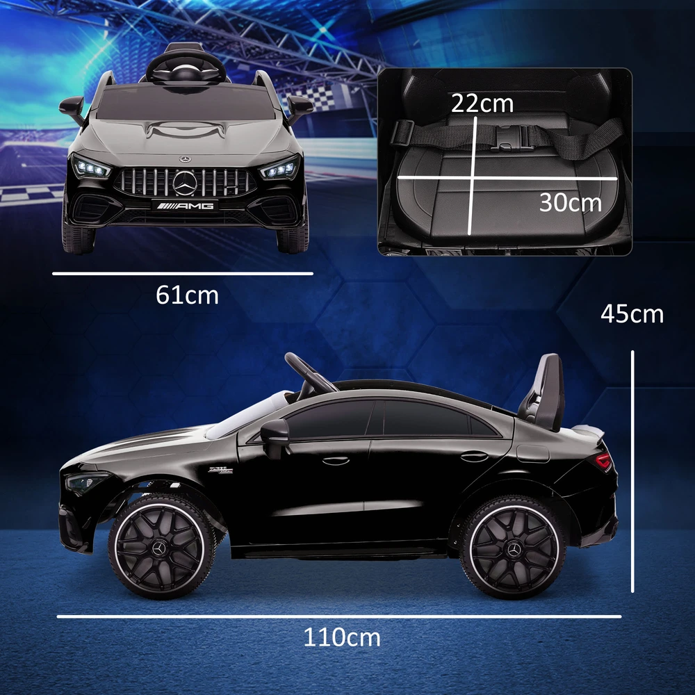 Aosom Vaikiškas elektromobilis Mercedes-benz AMG CLA 45, juodas, 110 x 61 x 45 cm