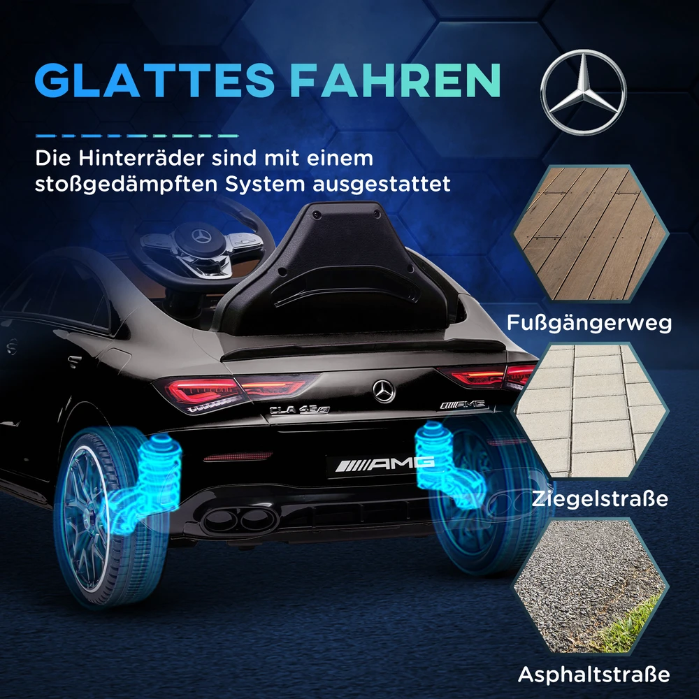 Aosom Vaikiškas elektromobilis Mercedes-benz AMG CLA 45, juodas, 110 x 61 x 45 cm
