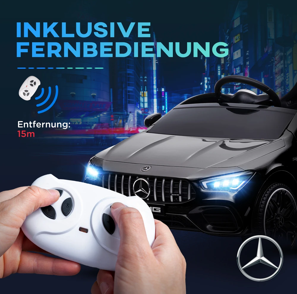 Aosom Vaikiškas elektromobilis Mercedes-benz AMG CLA 45, juodas, 110 x 61 x 45 cm