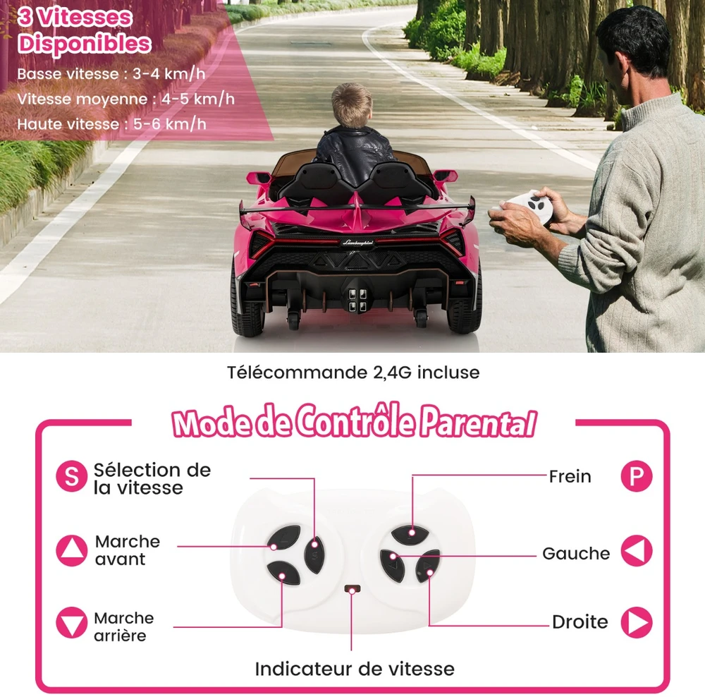 Promotion Vaikiškas Lamborghini elektrinis automobilis rožinis