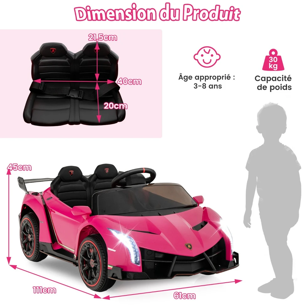 Promotion Vaikiškas Lamborghini elektrinis automobilis rožinis
