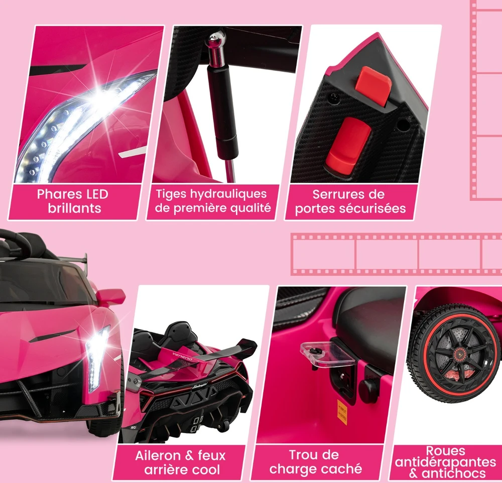 Promotion Vaikiškas Lamborghini elektrinis automobilis rožinis