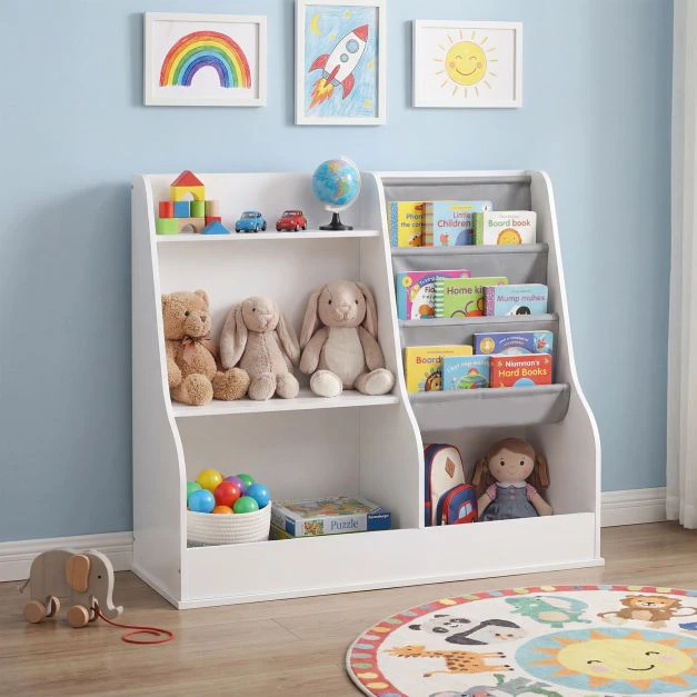 Promotion Vaikiškas medinis žaislų organizatorius 80cm baltas