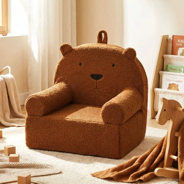 Promotion Vaikiškas Meškiuko Sofa su Minkštu Teddy Fliso Audiniu, Rudas