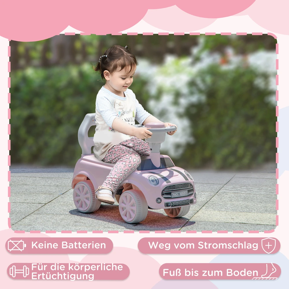 Aosom Vaikiškas paspiriamas automobilis, rožinis, iki 25 kg, 18–36 mėn.