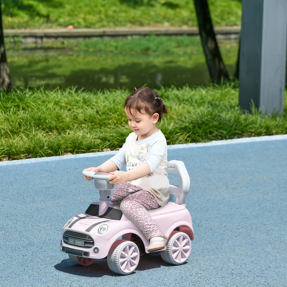 Aosom Vaikiškas paspiriamas automobilis, rožinis, iki 25 kg, 18–36 mėn.
