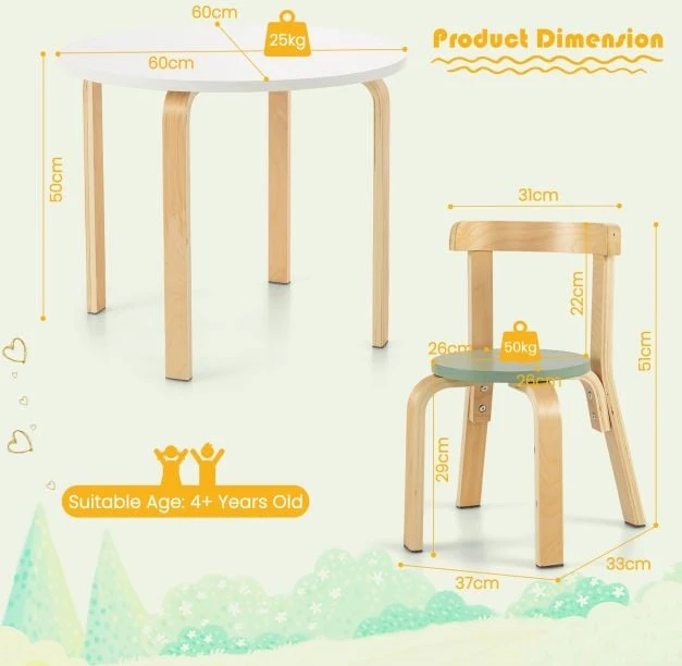 Promotion Vaikiškas stalas komplektas su 4 kėdėmis spalvotas