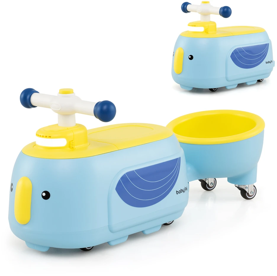 Promotion Vaikiškas stumiamas automobilis su priekaba, mėlynas, 71 x 24 x 31 cm