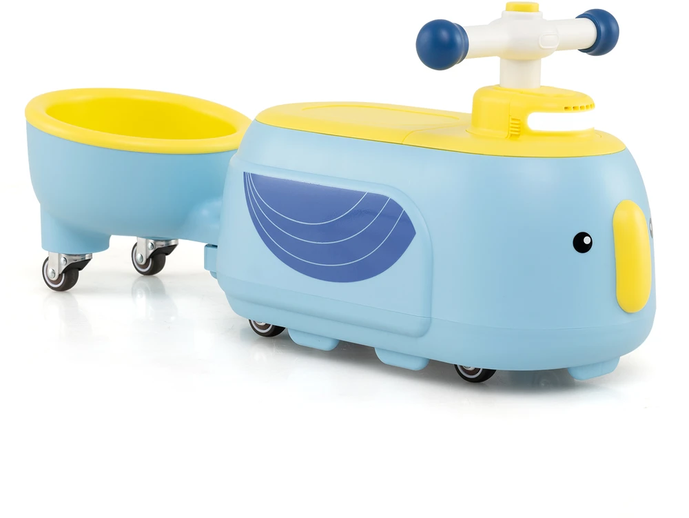 Promotion Vaikiškas stumiamas automobilis su priekaba, mėlynas, 71 x 24 x 31 cm
