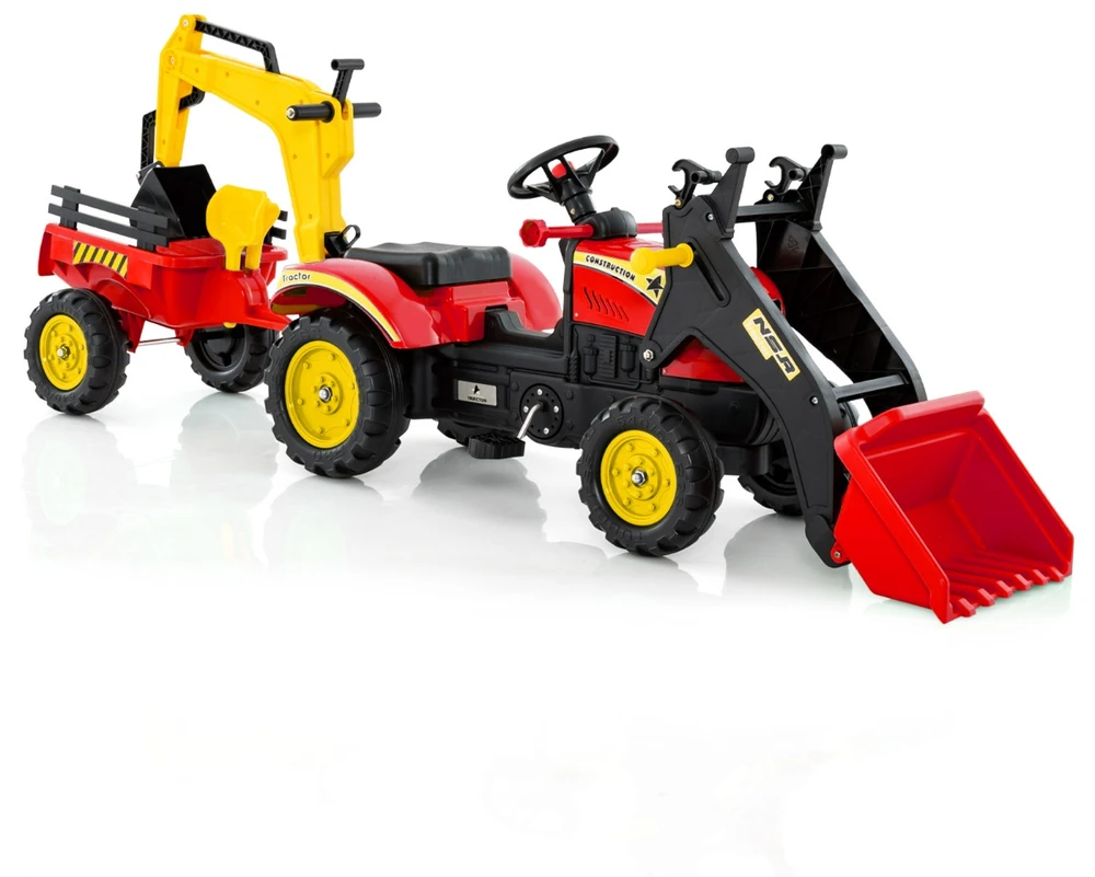 Promotion Vaikiškas traktorius 3-in-1 su 6 ratais, raudonas