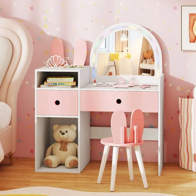 Promotion Vaikiškas tualetinis staliukas su švieselėmis, Princess Rabbit, baltas
