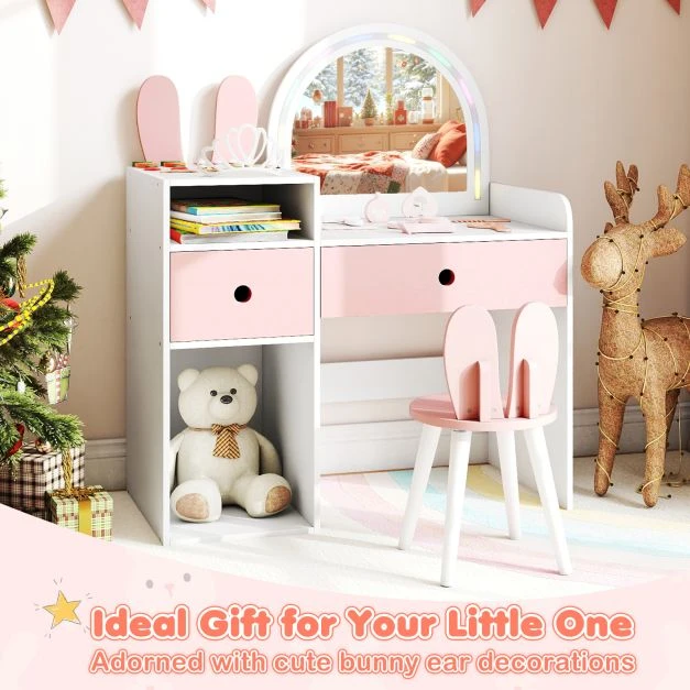 Promotion Vaikiškas tualetinis staliukas su švieselėmis, Princess Rabbit, baltas