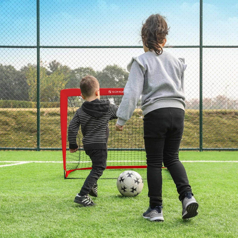 Koduva Vaikiški futbolo vartai, 2 vnt., iššokantys, raudoni, 120 x 80 x 80 cm