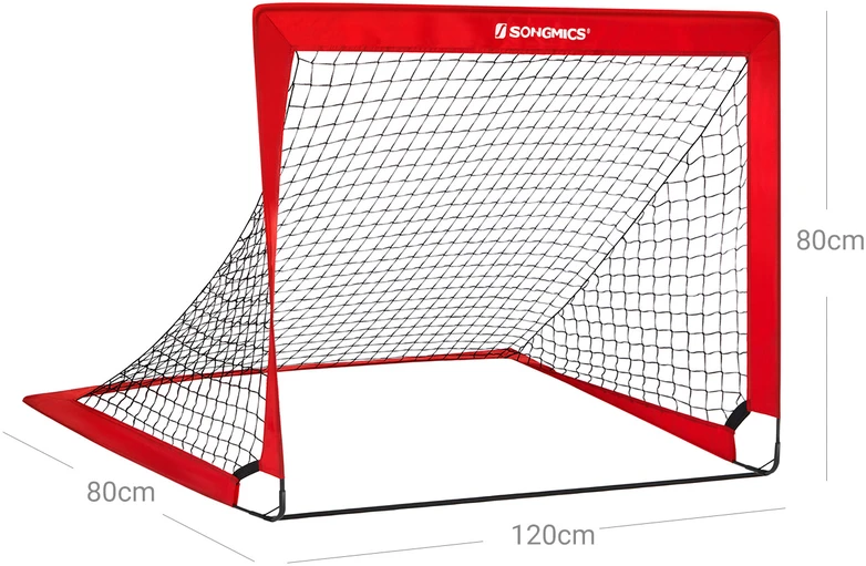 Koduva Vaikiški futbolo vartai, 2 vnt., iššokantys, raudoni, 120 x 80 x 80 cm