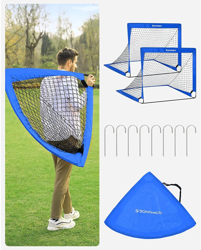 Koduva Vaikiški futbolo vartai, 2 vnt. rinkinys, iššokantys, mėlyni, 90 x 120 x 90 cm