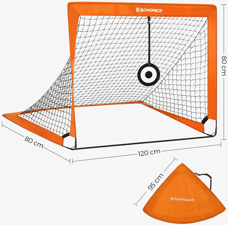 Koduva Vaikiškų futbolo vartų rinkinys, 2 vnt., sulankstomi, nešiojami, 120 x 91 x 91 cm, oranžiniai