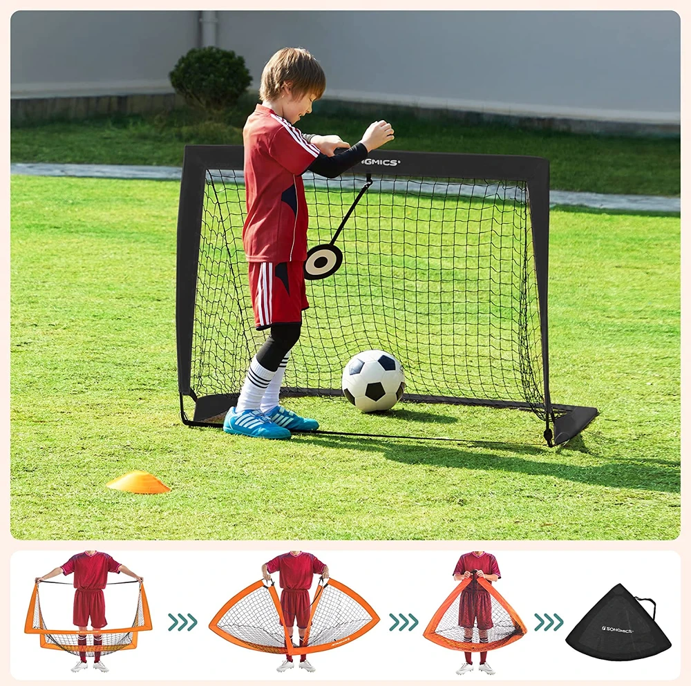 Koduva Vaikiškų futbolo vartų rinkinys, 2 vnt., sulankstomi, nešiojami, 120 x 91 x 91 cm, oranžiniai
