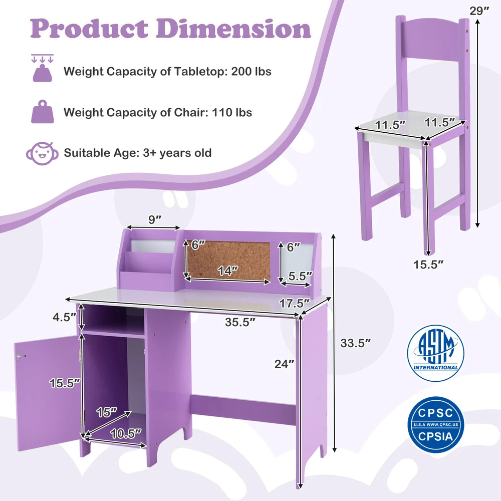 Promotion Vaikių stalas ir kėdė, violetinė