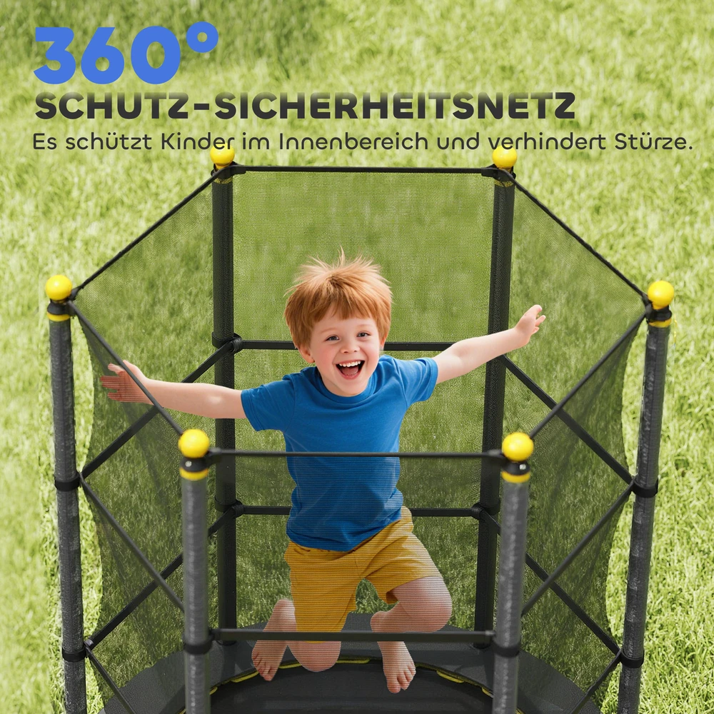 Aosom Vaikų batutas su apsauginiu tinklu, Ø140 cm, juodas, iki 50 kg