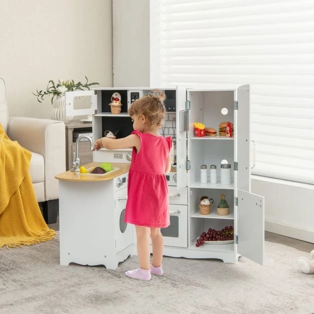 Promotion Vaikų kampinė medinė virtuvėlė balta