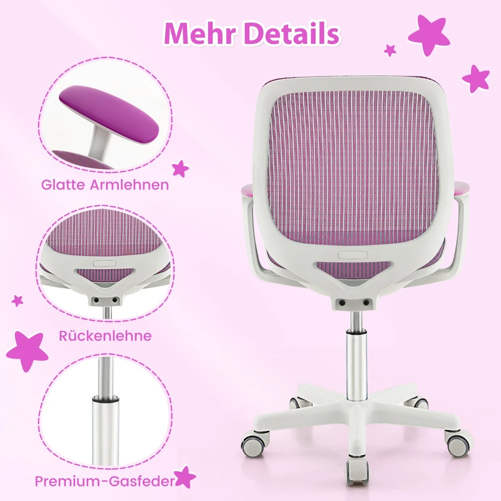 Promotion Vaikų kompiuterio kėdė su tinkline nugarėle, reguliuojamas aukštis, violetinė