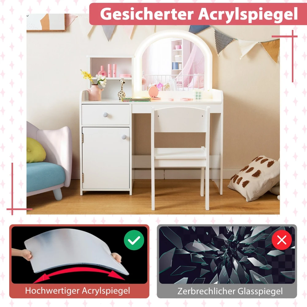 Promotion Vaikų kosmetinis staliukas ir kėdė balta